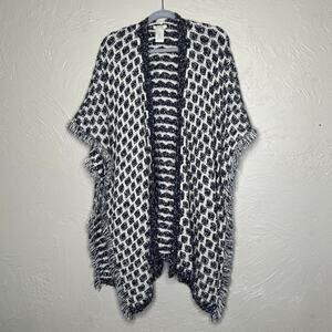 Cocogio Navy & White Poncho Sweater - One Size